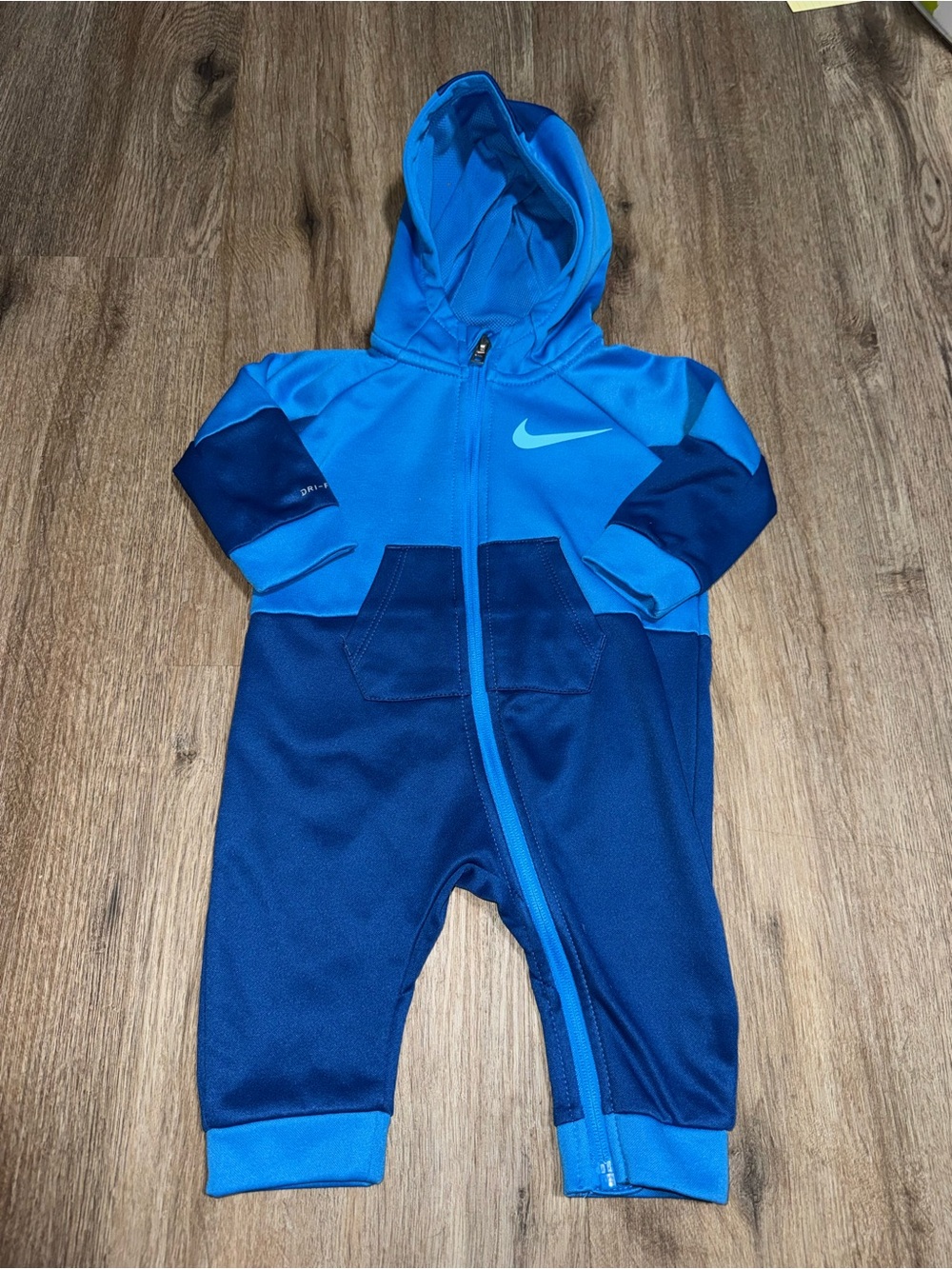 Nike Baby Therma-FIT Full-Zip Hooded Coverall Romper Blue Size 3/6 Months